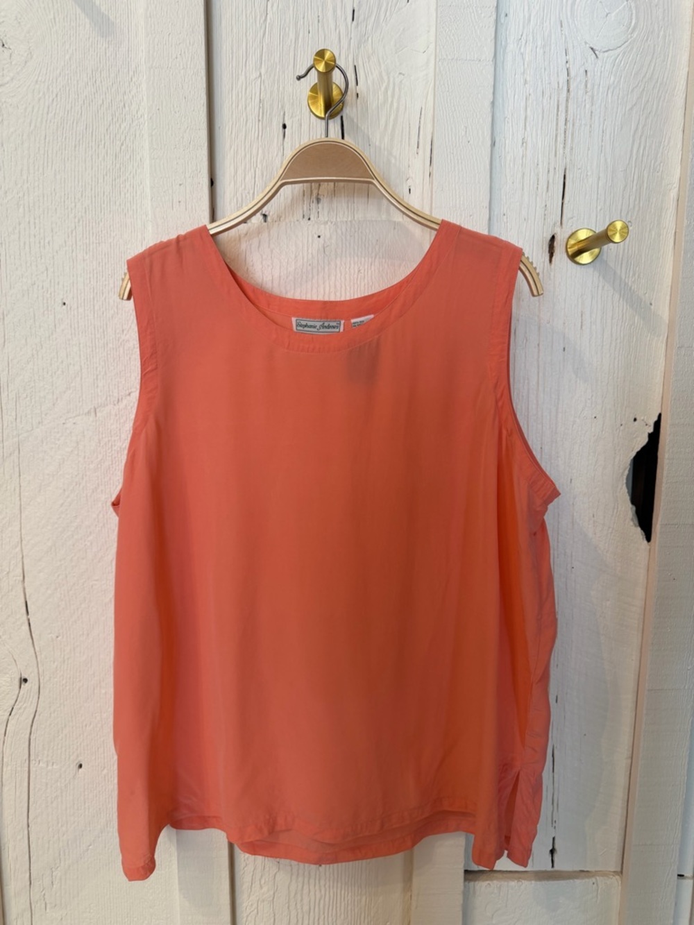 100% Silk Splendid Coral Sleeveless Blouse - Women's Top